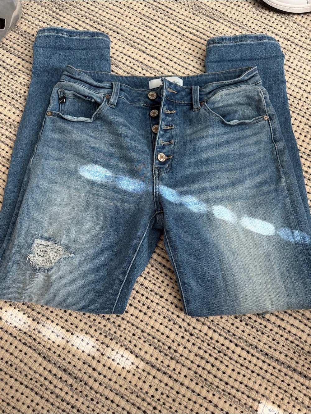 KanCan High Rise Button Fly Distressed Skinny/straight Jeans Size 9/28